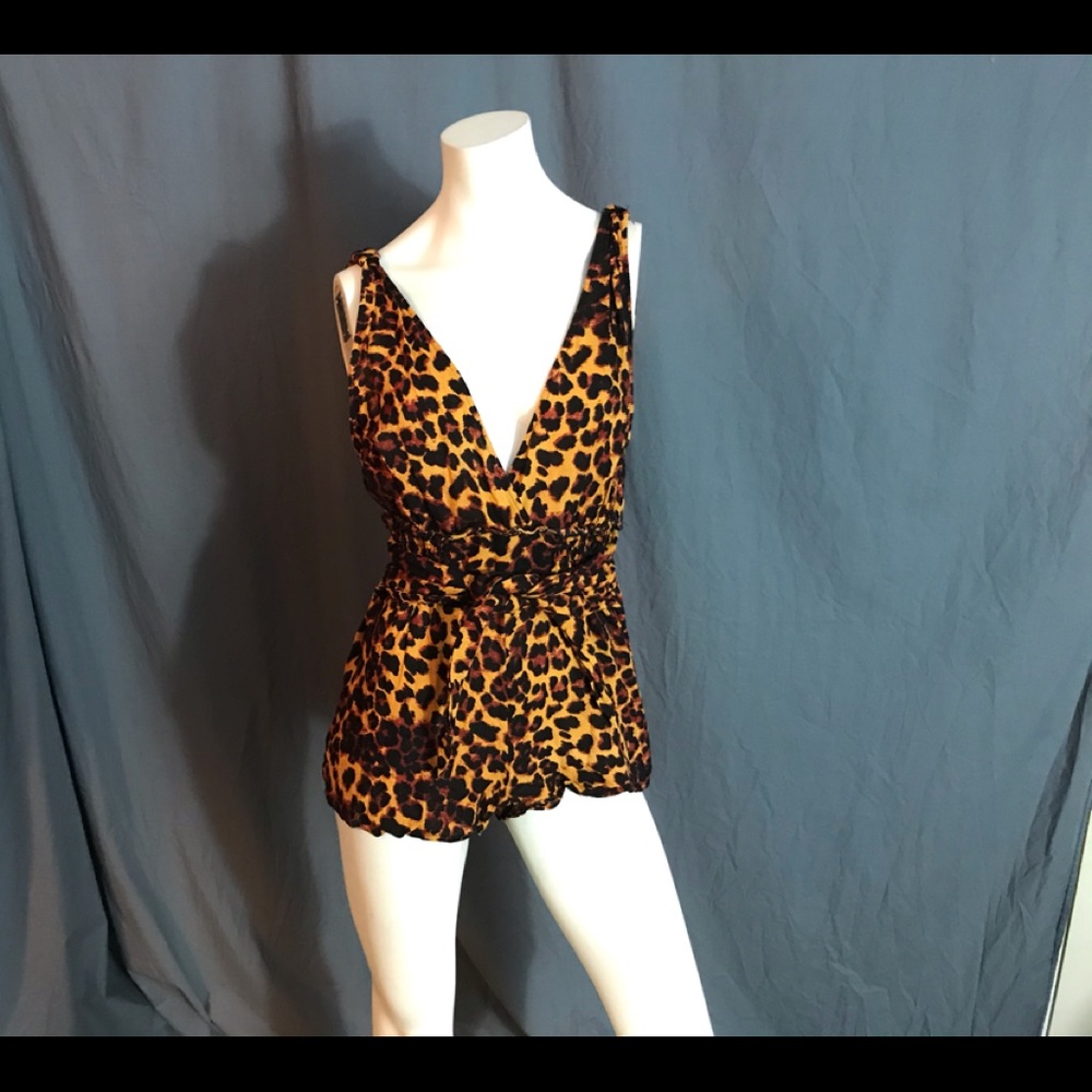 Free People leopard jumper romper XS